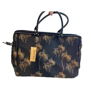 Bueno Black Palm Tree Tapestry Overnight Weekender Duffel Carry on Bag 18X12X7